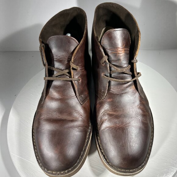 Clarks Mens Size 9 M Chukka Leather Boots Brown Desert Ankle Shoes Western Walk - Picture 2 of 11